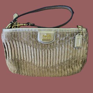 Coach Madison Wristlet Signature Fabric Silver Metallic Leather and Hangtag NWOT